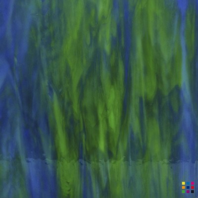 W Opalescent 197-D bleu foncé et vert moyen 27x27cm W Opalescent 197-D bleu foncé et vert moyen 27x27cm