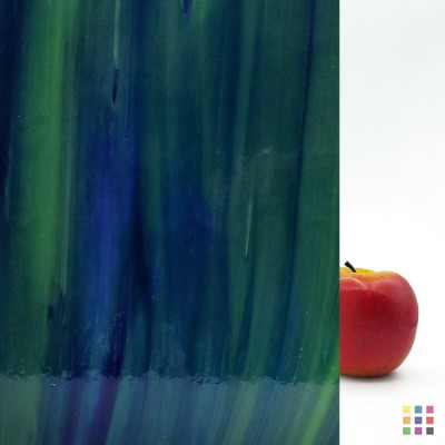 W96 Opalescent 96-35 blue and olive green 82x107cm W96 Opalescent 96-35 blue and olive green 82x107cm