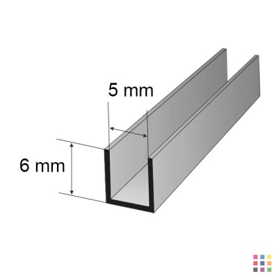 Profilé de 2m en plomb Mommer U plat 6x5mm demi-dur Profilé de 2m en plomb Mommer U plat 6x5mm demi-dur