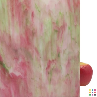 H Opalescent 129 rose et vert 27x30cm H Opalescent 129 rose et vert 27x30cm